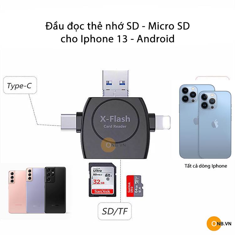 Đầu Đọc Thẻ Nhớ SD cho Iphone 13 các loại và Android