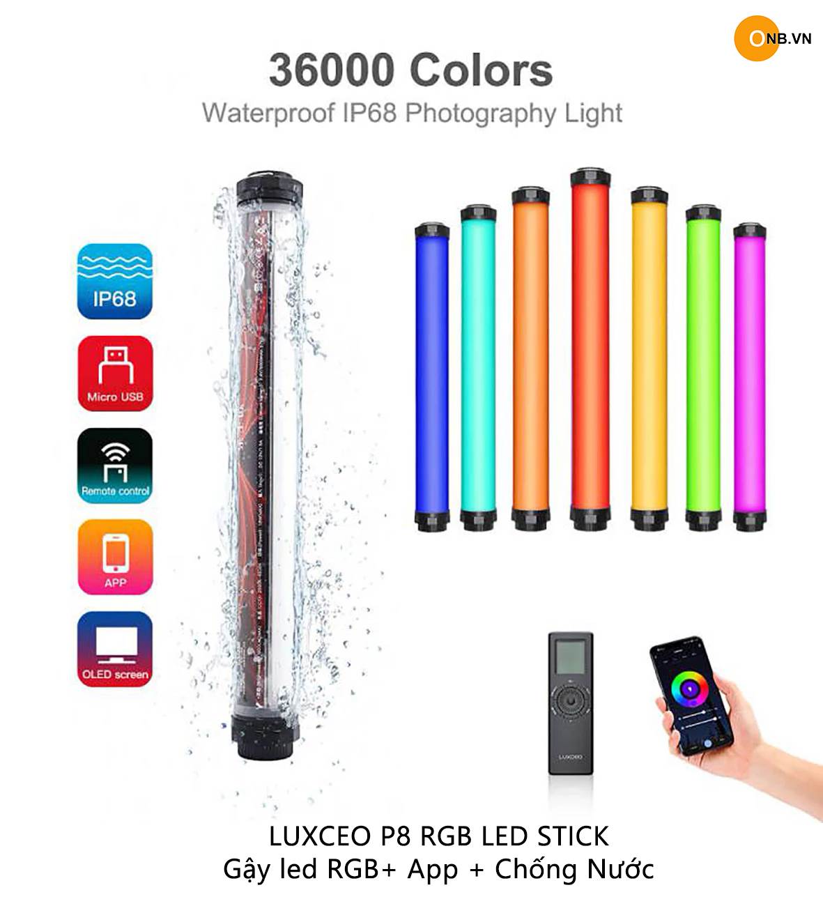 Luxceo P8 RGB Led Stick - Gậy Led Chỉnh Màu - App - Chống Nước