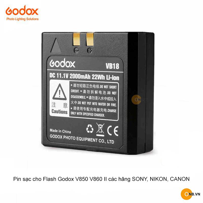 Pin Godox VB18 cho Flash GODOX V860 II Sony Canon Nikon