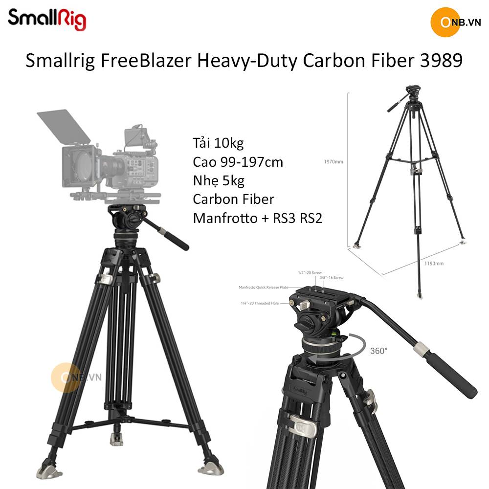 Smallrig FreeBlazer Heavy-Duty Carbon Fiber Tripod 3989 