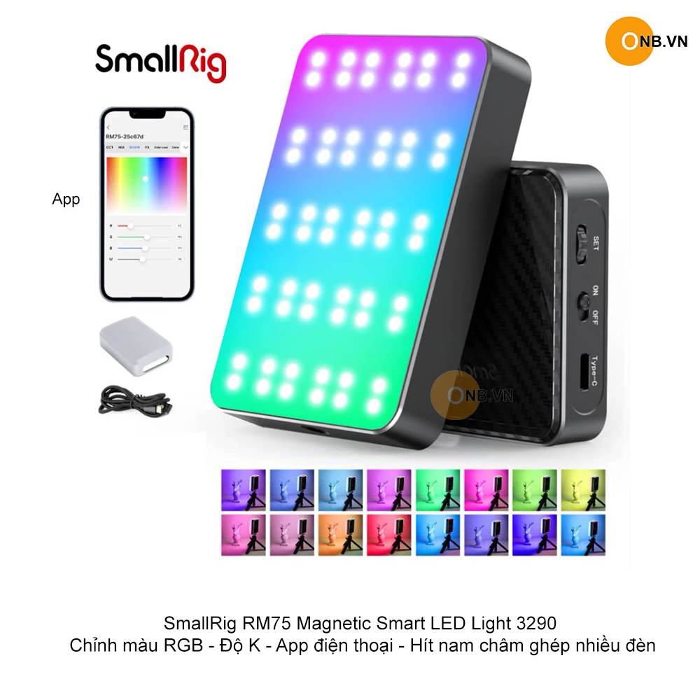 SmallRig RM75 LED RGB 3290 - Chỉnh màu, độ K, có App, hít nam châm
