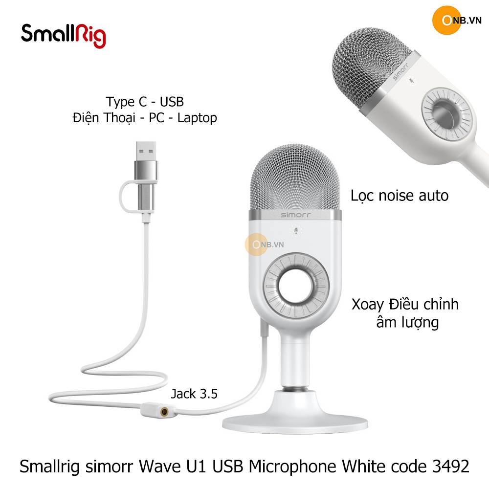 Smallrig simorr Wave U1 - Mic thu âm PC Laptop và điện thoại Anroid 3492