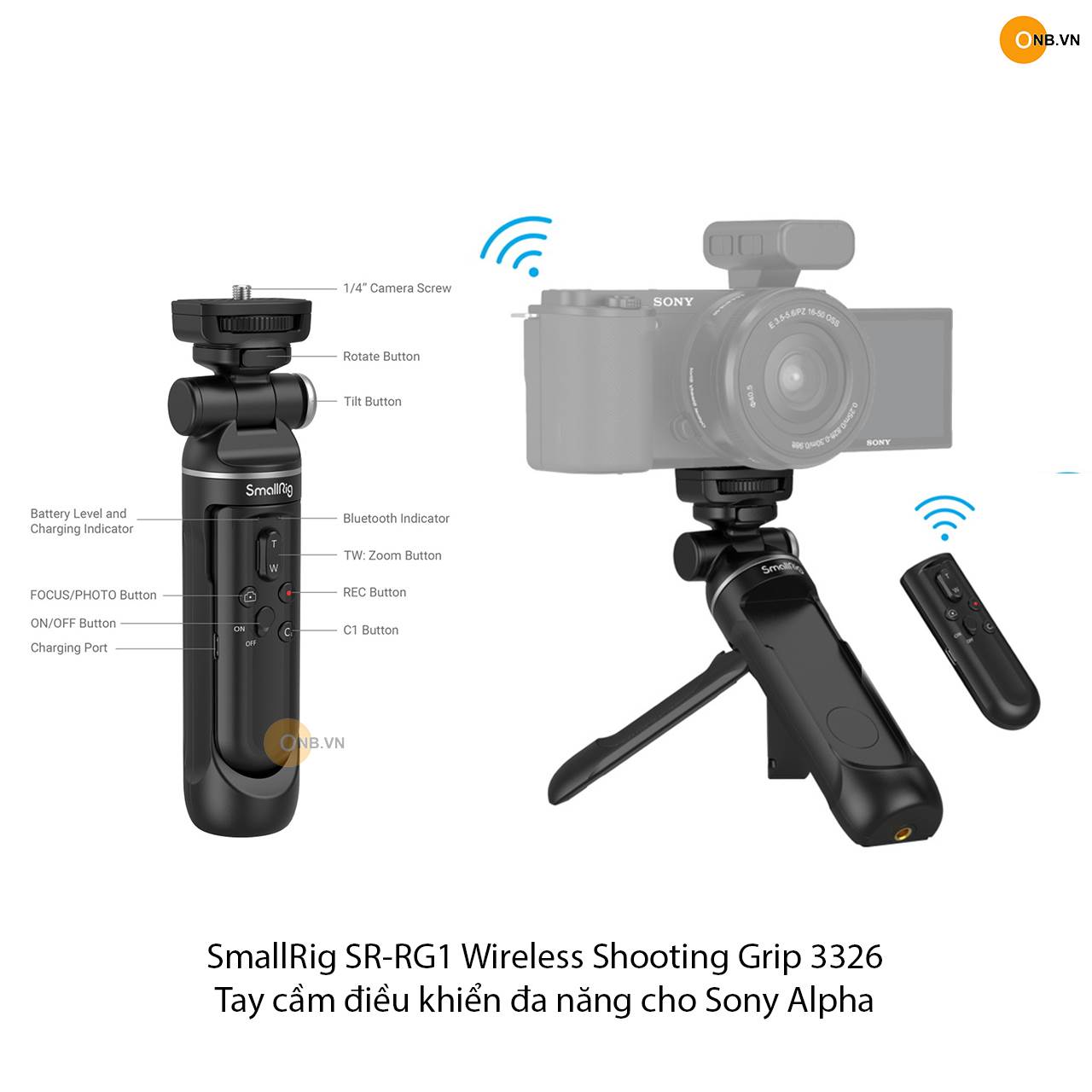 SmallRig SR-RG1 Wireless Shooting Grip 3326 - Tay cầm điều khiển máy ảnh Sony Alpha 