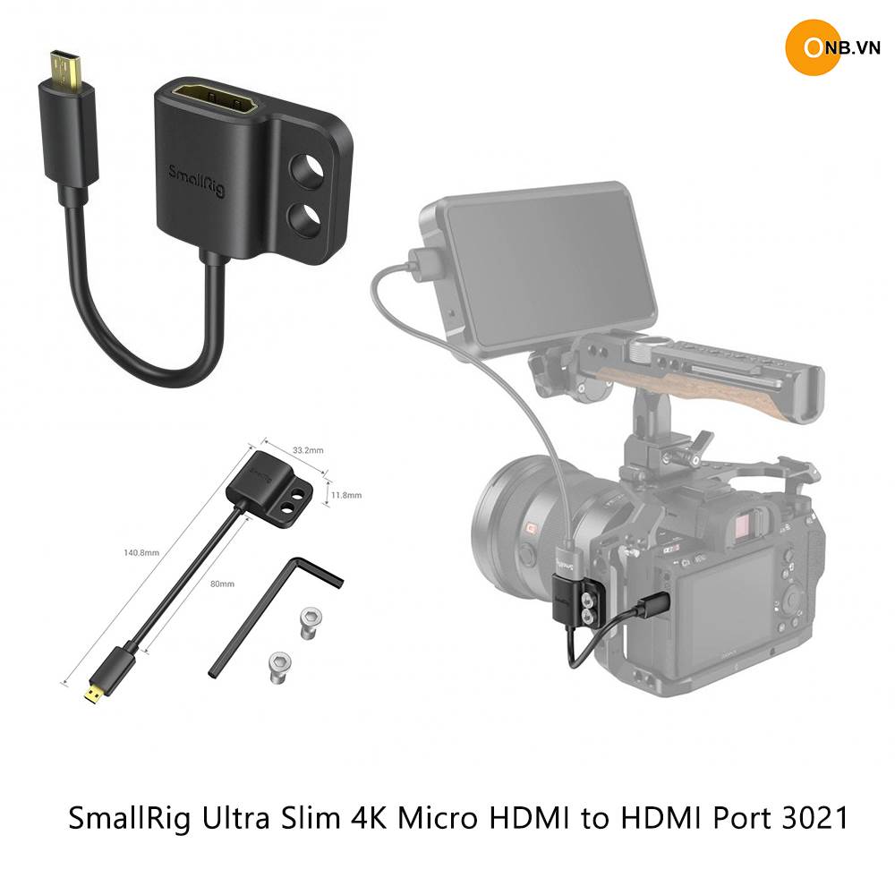 SmallRig Ultra Slim 4K HDMI Adapter Cable to Micro HDMI 3021