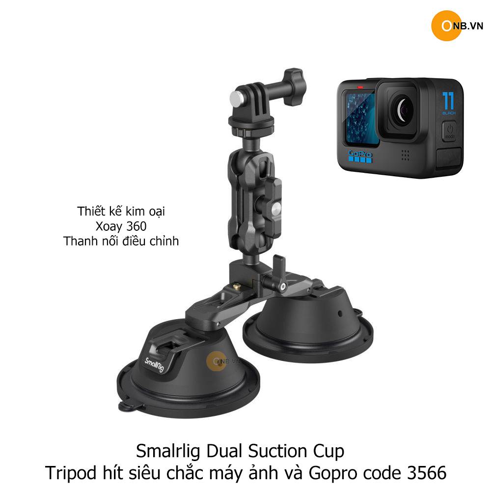 Smallrig Dual Suction Cup Tripod hít siêu chắc máy ảnh và Gopro code 3566