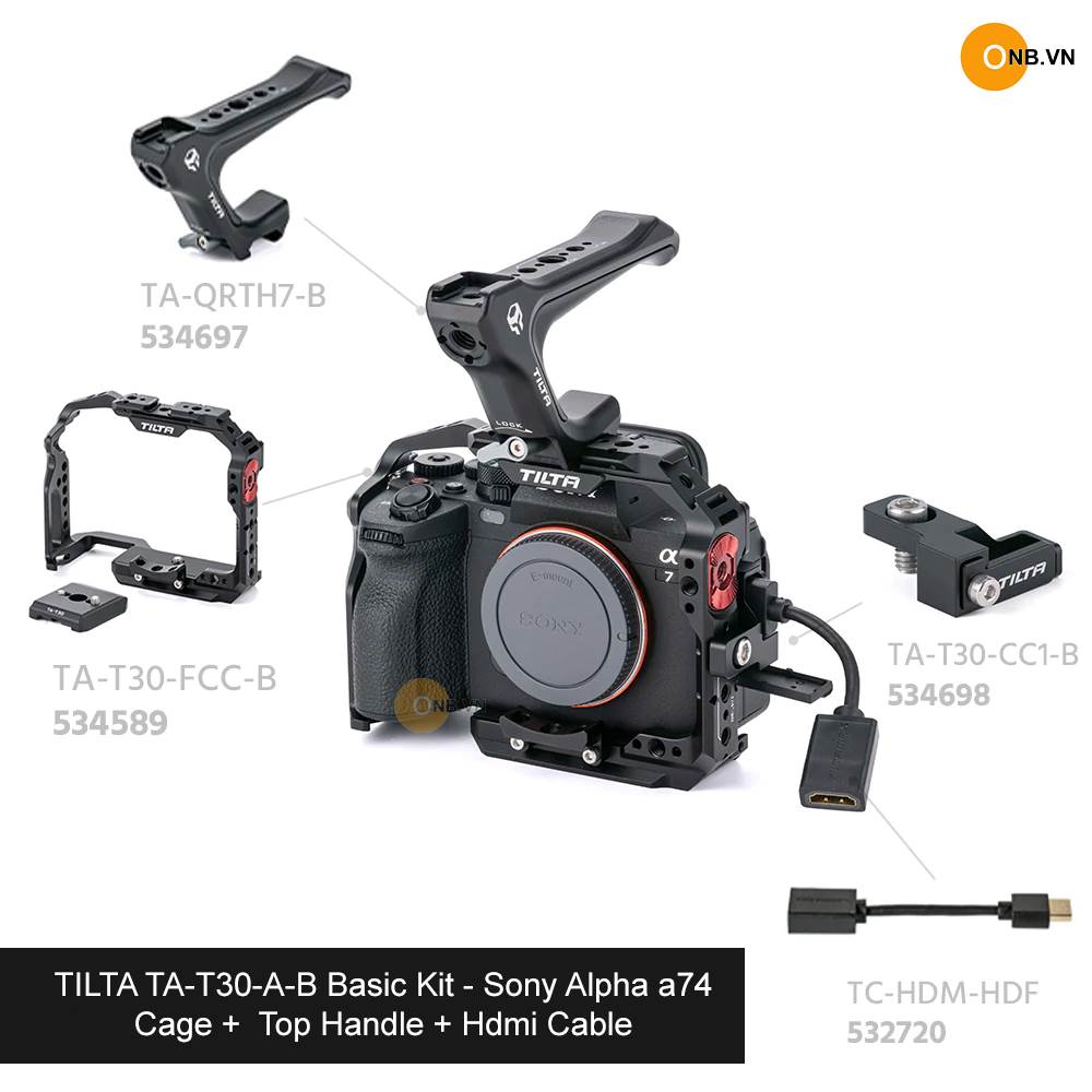 TILTA TA-T30-A-B Basic Kit Cage Sony Alpha a74 kèm Top Hanlde, Kẹp Hdmi