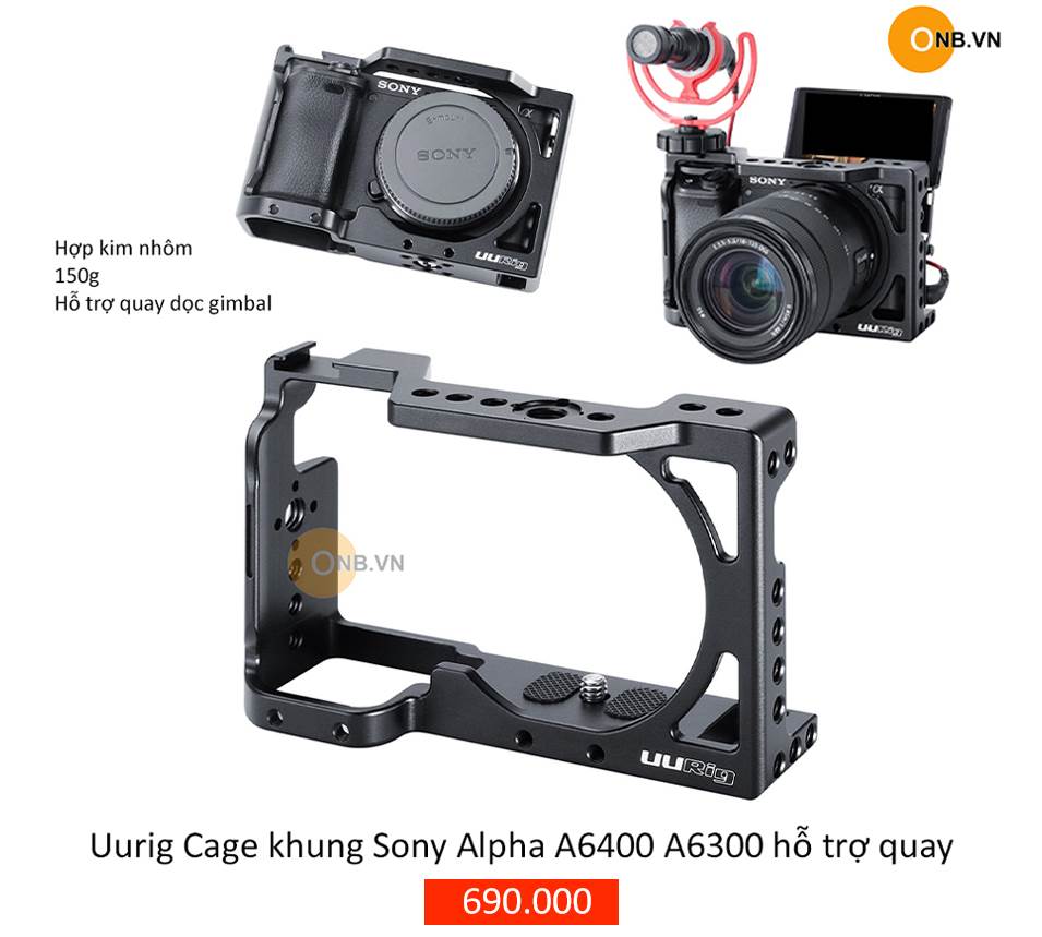 Uurig Cage Khung Sony Alpha A6400 A6300 quay dọc