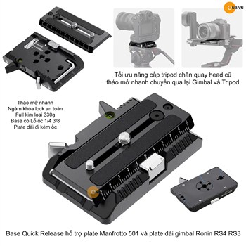 Base Quick Release hỗ trợ plate Manfrotto 501 và plate dài gimbal Ronin RS4 RS3 (2)