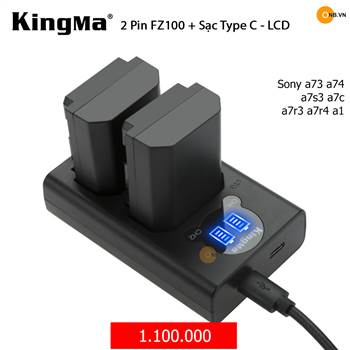 Combo 2 Pin Kingma FZ100 kèm sạc Type C Sony a74 a73 a7s3