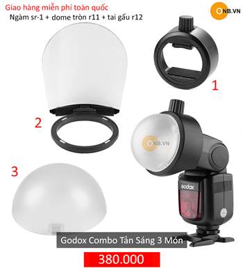 Combo 3 món tản sáng Godox AK-R11 R12 và ngàm gắn