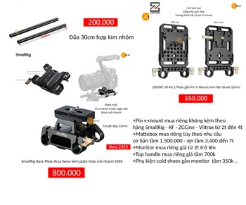 Combo 3 món Base Plate SmallRig + đũa 30cm + plate ZGCine v-mount