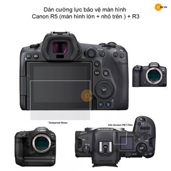 Dán cường lực bảo vệ màn hình Canon R5 R3 (màn hình trên dưới)