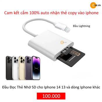 Đầu Đọc Thẻ Nhớ SD cho Iphone 14 13 và dòng Iphone khác