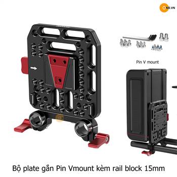 Đế plate gắn Pin Vmount kèm block rail 15mm