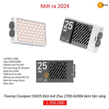 Fiveray Cinepeer CM25 Đèn led 25w 2700-6200k kèm tản sáng