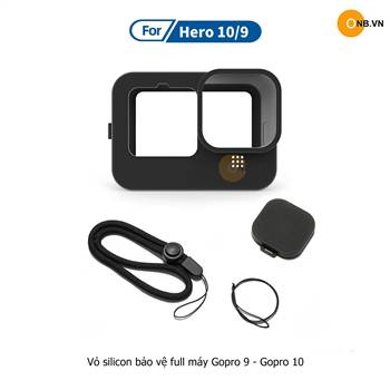 Gopro 10 bao Silicon full thân có nắp che lens và dây đeo