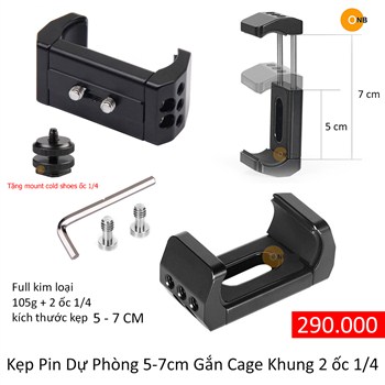 Kẹp Pin Dự Phòng Power Bank Holder Khung máy ảnh 2 ốc 1/4