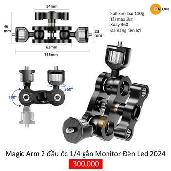 Magic Arm 2 đầu ốc 1/4 gắn Monitor Đèn Led 2024