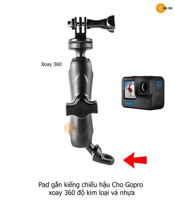 Gopro gắn kiếng chiếu hậu xoay 360 độ  kim loại + nhựa