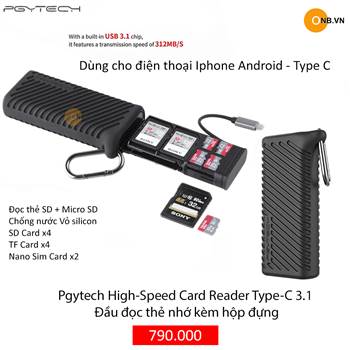 PGYTECH High-Speed Reader Card Type-C 3.1 - Đầu đọc thẻ nhớ