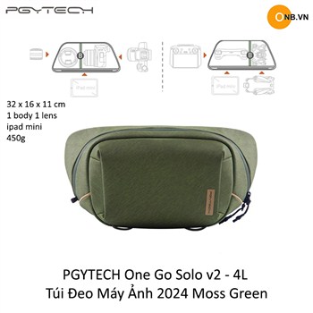 PGYTECH One Go Solo v2 - 4L Túi Đeo Máy Ảnh mới 2024 Moss Green