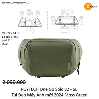 PGYTECH One Go Solo v2 - 6L Túi Đeo Máy Ảnh mới 2024 Moss Green