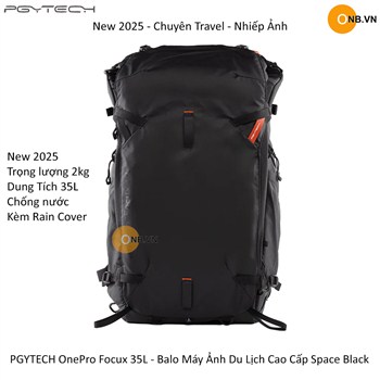 PGYTECH OnePro Focux 35L - Balo Máy Ảnh Du Lịch Cao Cấp Space Black