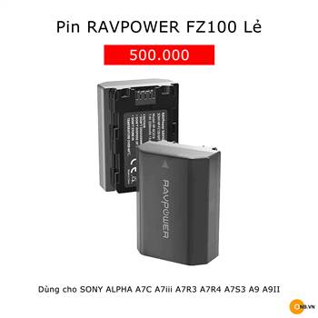 Ravpower FZ100 pin lẻ Sony a7c a73 a7s3 a7r3 a7r4 FX3