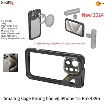SmallRig Cage Khung bảo vệ iPhone 15 Pro 4396b kèm adapter 67mm