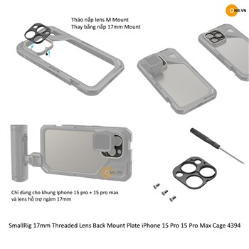 SmallRig 17mm Threaded Lens Back Mount Plate iPhone 15 Pro 15 Pro Max Cage 4394
