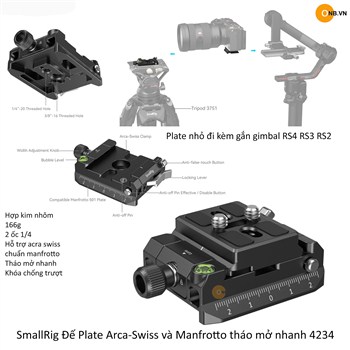 SmallRig Arca-Swiss and Manfrotto Mount Plate 2 in 1 4234