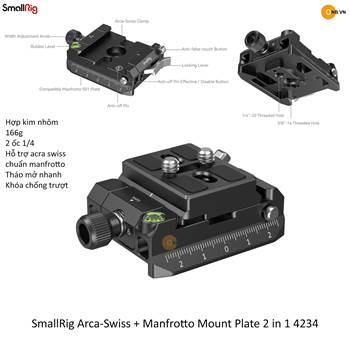 SmallRig Arca-Swiss and Manfrotto Mount Plate 2 in 1 4234