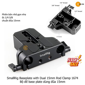 SmallRig Base Plate with Dual 15mm Rod Clamp 1674