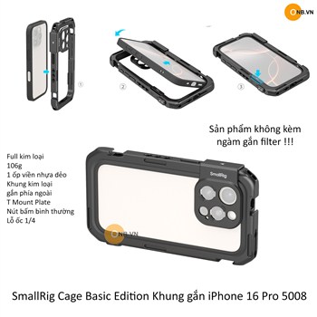 SmallRig Cage Basic Edition Khung gắn iPhone 16 Pro 5008