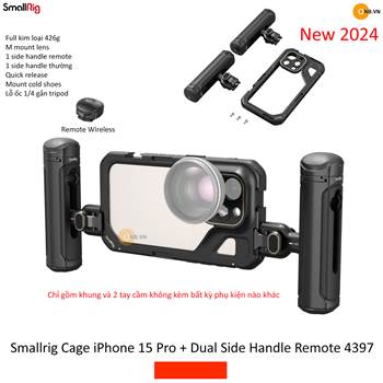Smallrig Cage iPhone 15 Pro with Dual Handle Remote 4397