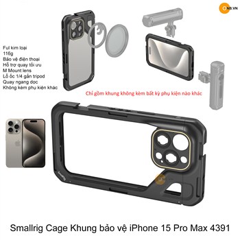 Smallrig Cage Khung bảo vệ iPhone 15 Pro Max 4391b kèm adapter 67mm