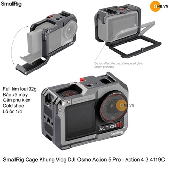 SmallRig Cage Khung Vlog DJI Osmo Action 5 Pro - Action 4 3 4119C