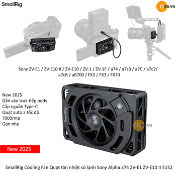 SmallRig Cooling Fan Quạt Tản Nhiệt Sò Lạnh Sony Alpha a74 ZV-E1 ZV-E10 II 5152