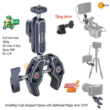 SmallRig Crab-Shaped Clamp with Ballhead Magic Arm 3757b