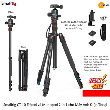 Smallrig CT-10 CT10 Tripod Monopod Máy Ảnh và Điện Thoại 3935