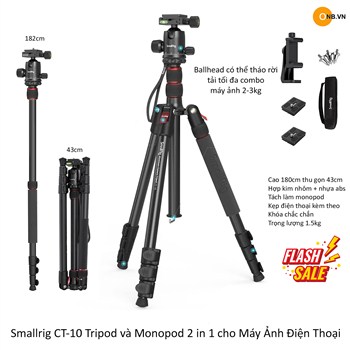 Smallrig CT-10 CT10 Tripod Monopod Máy Ảnh và Điện Thoại 3935