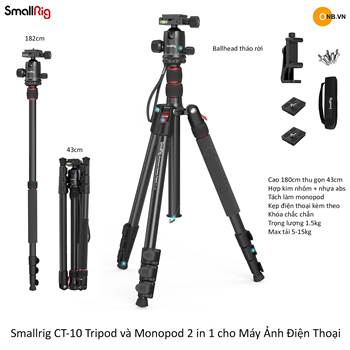 Smallrig CT-10 Tripod Monopod Máy Ảnh và Điện Thoại 3595