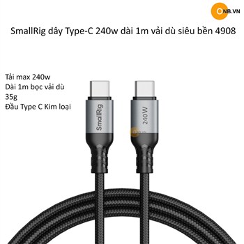 SmallRig dây Type-C 240w dài 1m vải dù siêu bền 4908