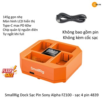 SmallRig Dock Sạc Pin Sony Alpha FZ100 - Sạc 4 pin 4839