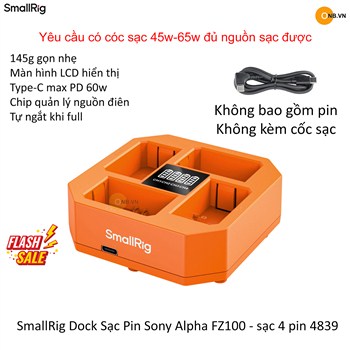 SmallRig Dock Sạc Pin Sony Alpha FZ100 - Sạc 4 pin 4839
