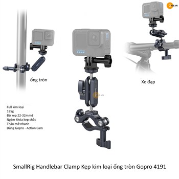 SmallRig Handlebar Clamp Kẹp kim loại ống tròn Gopro 12 4191