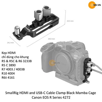 SmallRig HDMI and USB-C Cable Clamp Black Mamba Cage Canon EOS R Series 4272
