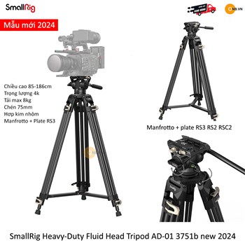 SmallRig Heavy-Duty Fluid Head Tripod AD-01 3751b new 2024