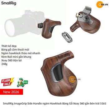 SmallRig ImageGrip Side Handle ngàm Hawklock Báng Gỗ Xoay 360 gắn bên trái 5161