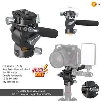 SmallRig Fluid Video Head - Hỗ trợ quay tối ưu gắn Tripod 3457b